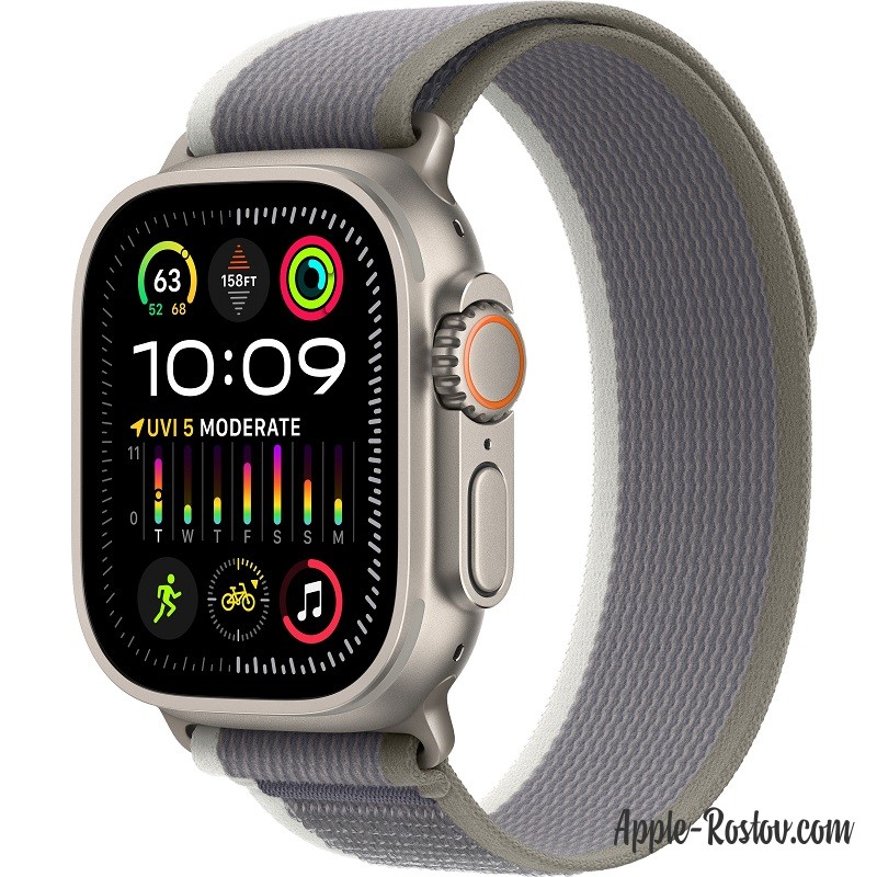 Apple Watch Ultra 2 (2023) 49mm Titanium Case ремешок Green Gray Trail