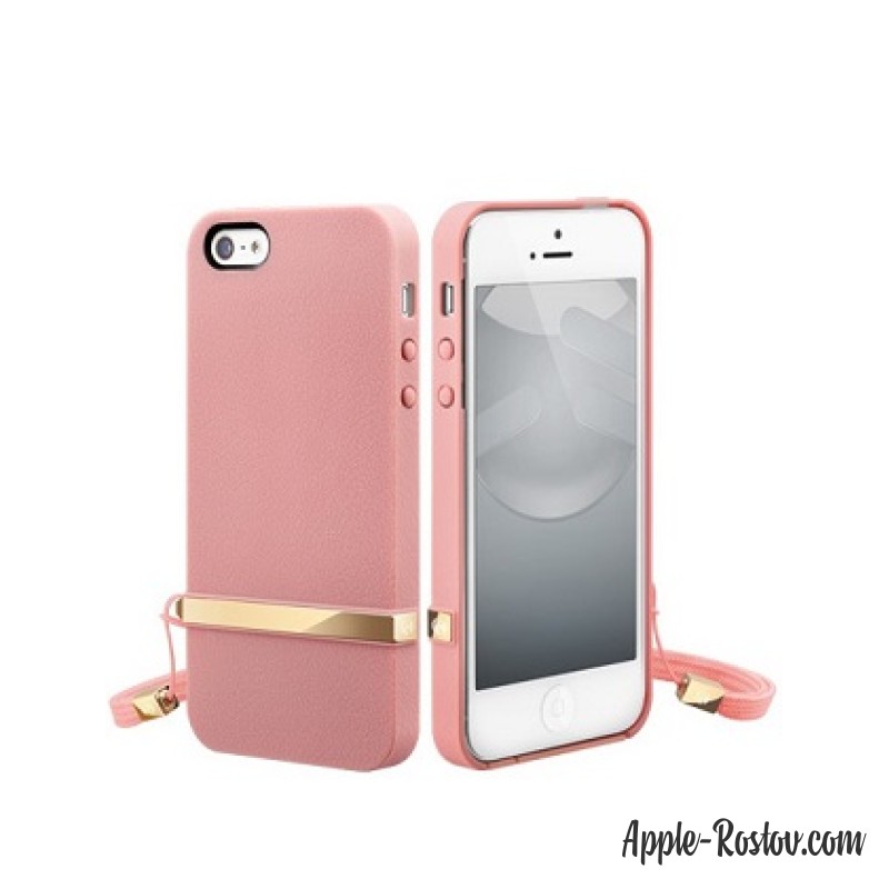 Чехол розового цвета с золотой вставкой без логотипов