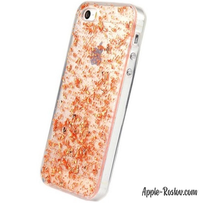 Пластиковый чехол с золотистыми блёстками