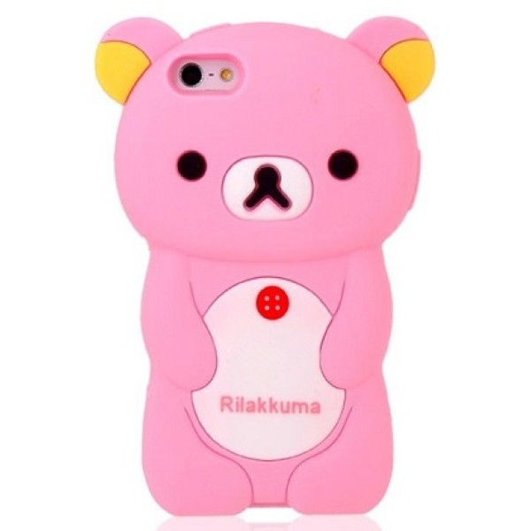 Силиконовый чехол розового цвета "Мишка"