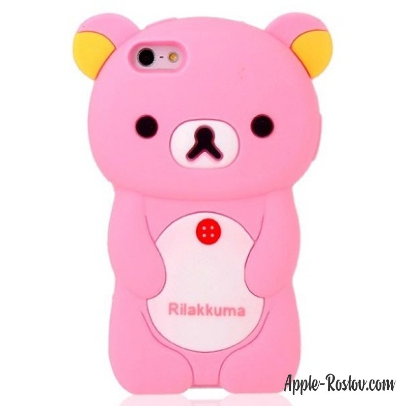 Силиконовый чехол розового цвета "Мишка"