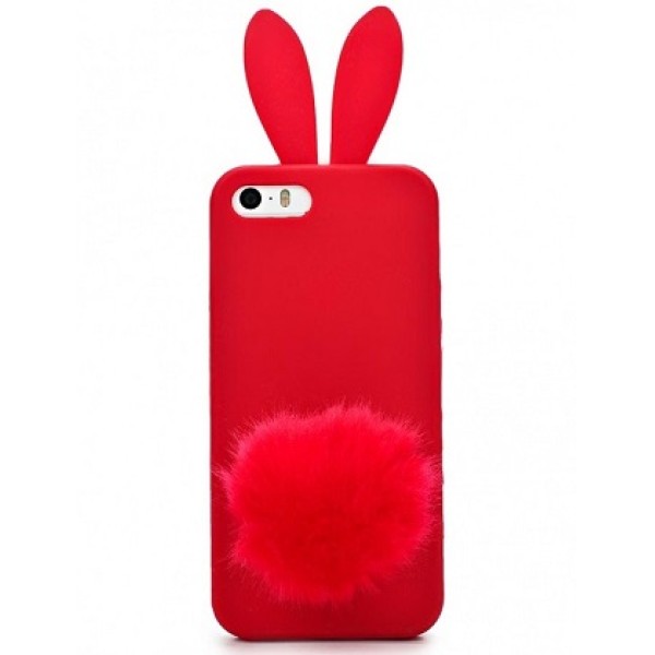 Силиконовый чехол с помпоном "Заяц"