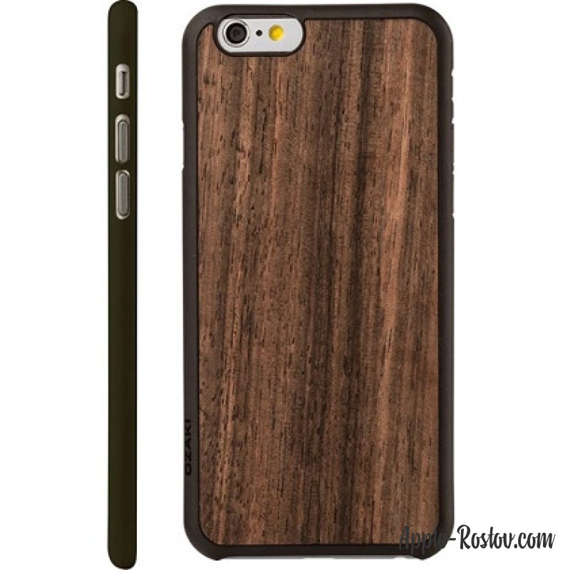 Пластиковый чехол с деревянной отделкой и чёрной рамкой
