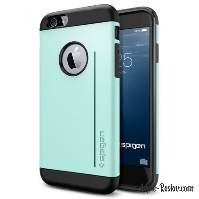 Бампер Spigen мятного цвета с чёрными краями