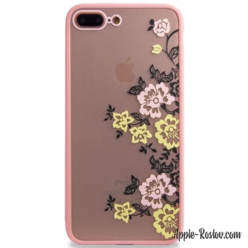 Прозрачный чехол с гипюровым узором цветов