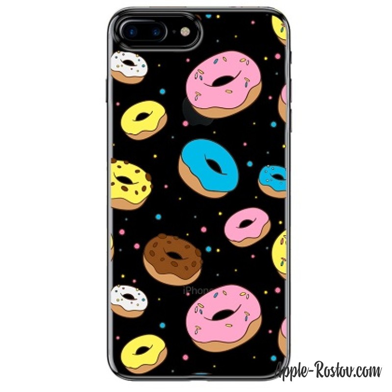 Прозрачный чехол с рисунком пончиков