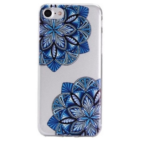 Прозрачный чехол с синим рисунком для iPhone 8/7