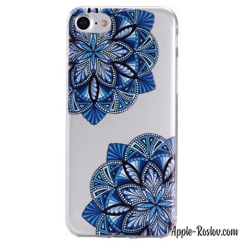 Прозрачный чехол с синим рисунком для iPhone 8/7