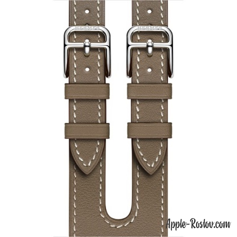 Ремешок Manchette из кожи Swift цвета Étoupe с двойной пряжкой (для корпуса 38 мм)