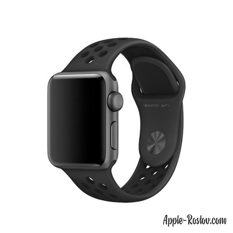 Спортивный ремешок Nike цвета "антрацитовый/чёрный" (для корпуса 38 мм), размеры S/M и M/L