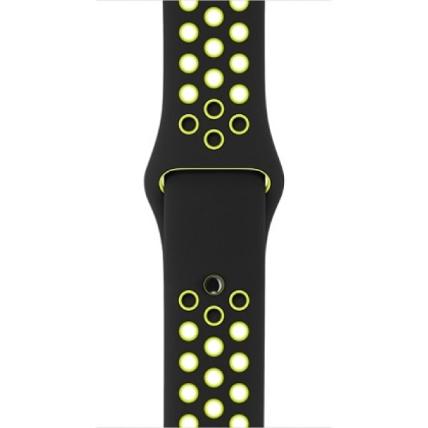 Спортивный ремешок Nike цвета "чёрный/салатовый" (для корпуса 38 мм), размеры S/M и M/L