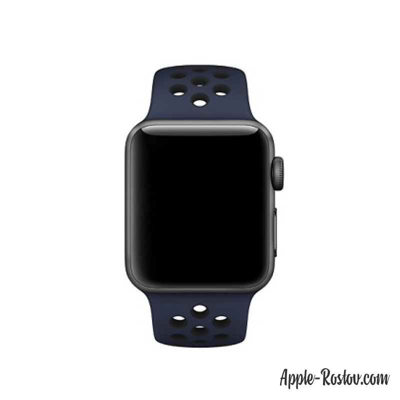 Спортивный ремешок Nike цвета "обсидиан/чёрный" (для корпуса 38 мм), размеры S/M и M/L