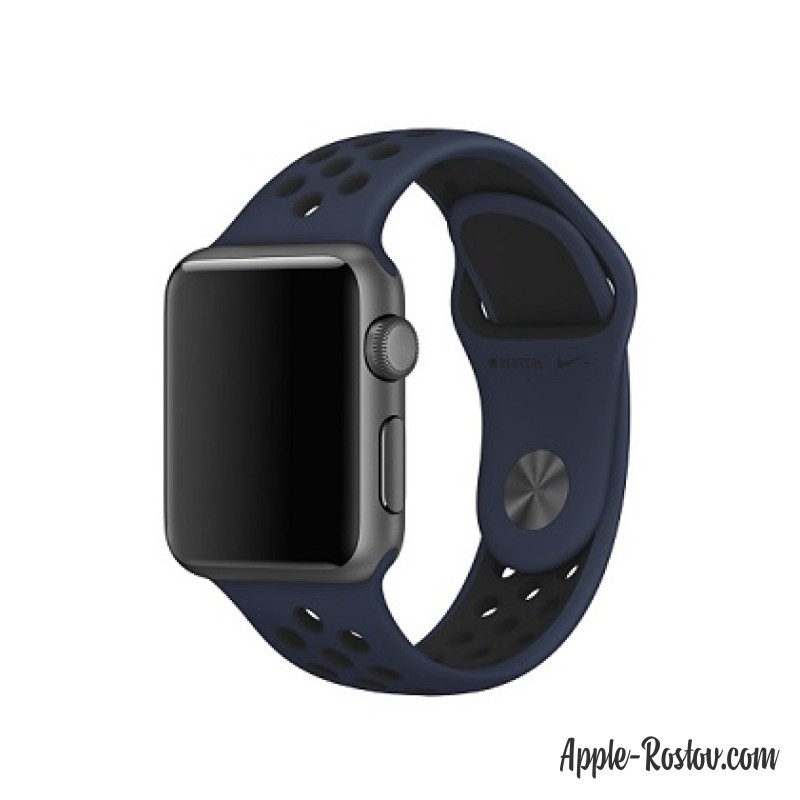 Спортивный ремешок Nike цвета "обсидиан/чёрный" (для корпуса 38 мм), размеры S/M и M/L