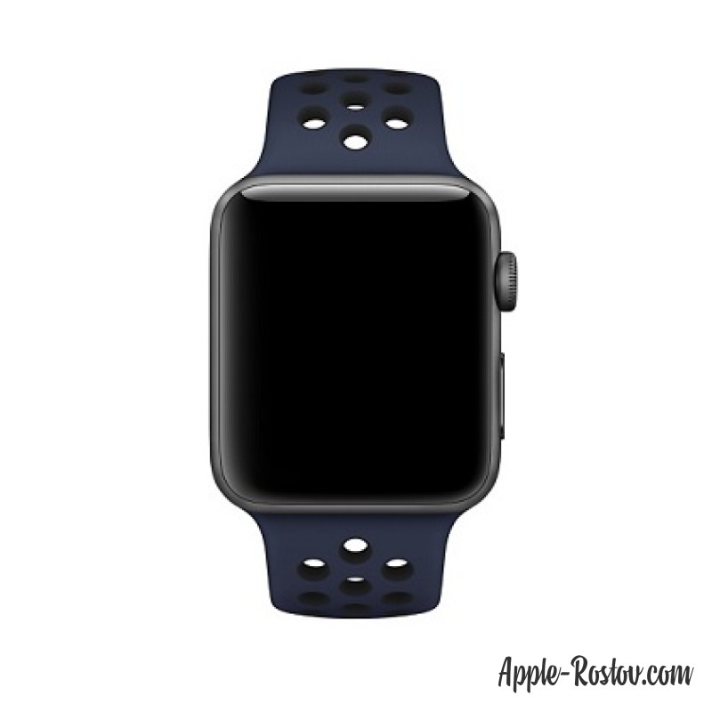 Спортивный ремешок Nike цвета "обсидиан/чёрный" (для корпуса 42 мм), размеры S/M и M/L