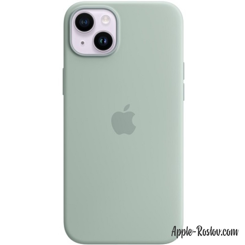 Silicone case iPhone 14 Plus MagSafe Green