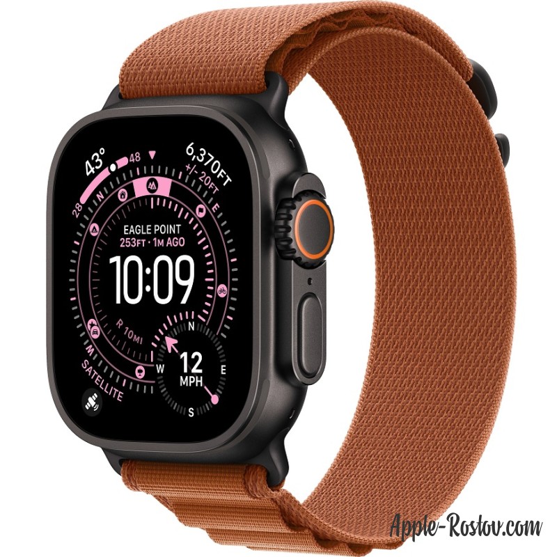 Apple Watch Ultra 3 (2025) 49mm Black Titanium Case ремешок Terra Cotta Alpine loop
