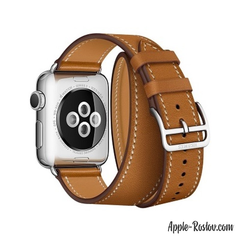 Apple Watch Hermes 38 mm silver/Double Tour Barenia leather Fauve colors