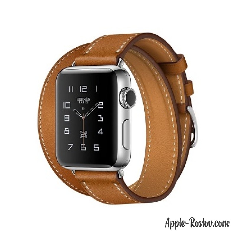 Apple Watch Hermes 38 mm silver/Double Tour Barenia leather Fauve colors