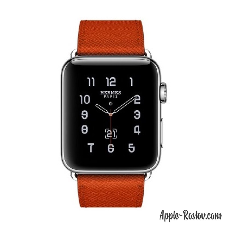 Apple Watch Hermes 42 mm silver/Simple Tour leather Epsom color Feu Apple Watch Hermes 42 mm silver/Simple Tour leather Epsom color Feu